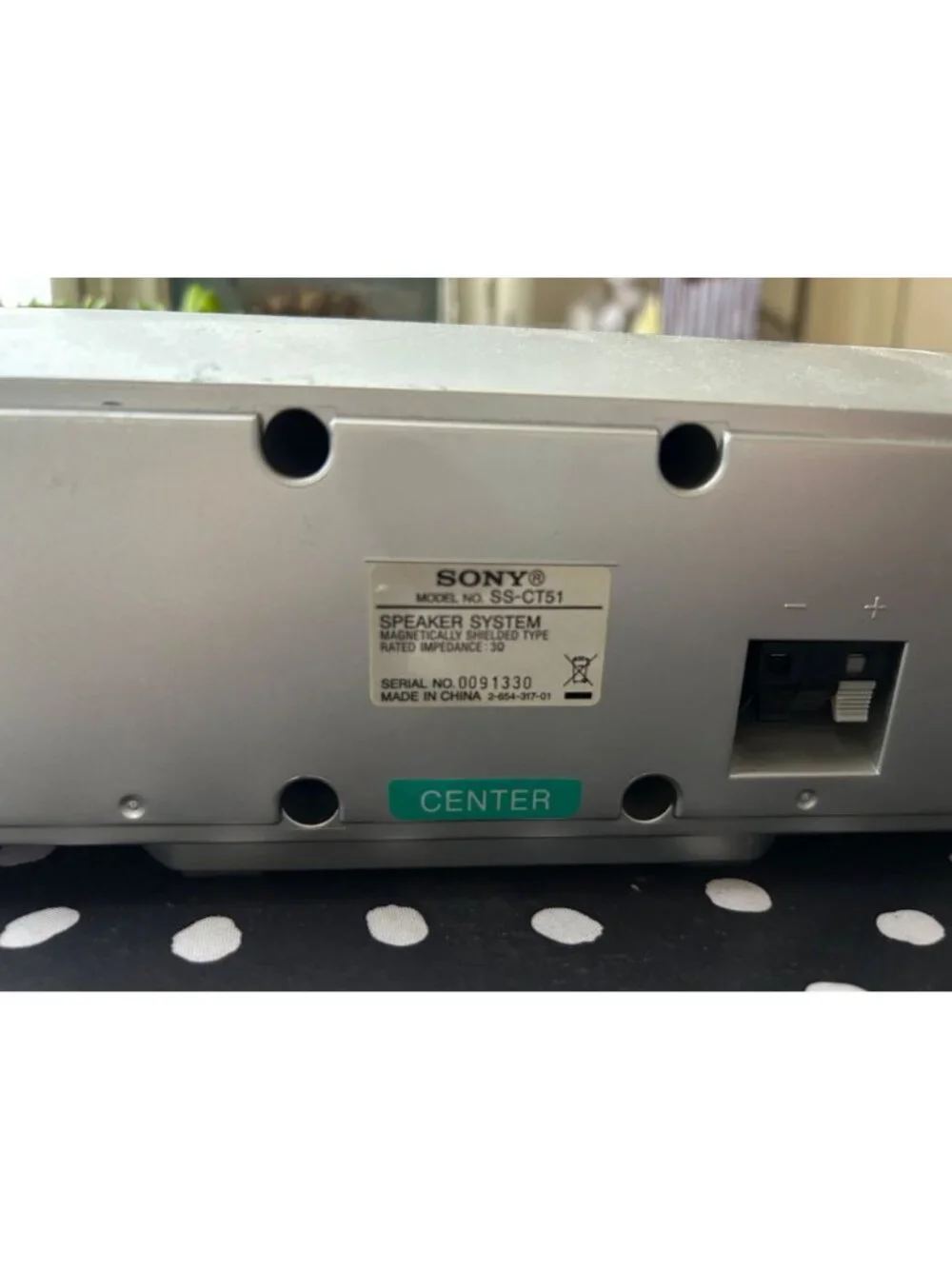 Sony SS-CT51 Center Channel Speaker for DAV DX255 HCD-DX255 Home Theater